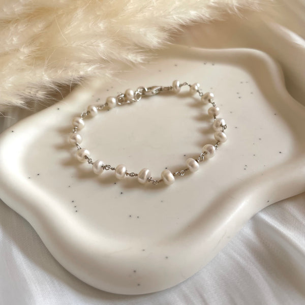 B0188 Bracciale rosario argento con perle di fiume a rondella