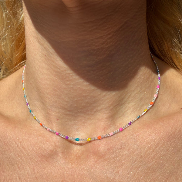 CL0164 Collana smaltina con maglia spessa