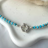 CL084 Collana con rondelle di turchese e argento con a scelta moschettone salvagente per inserire i ciondoli