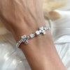 B0185 Bracciale pepite martellate medie con elementi passanti bimbi e iniziali