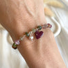 B164 Bracciale rosario in argento con rondelle tormalina e cuore smaltato