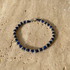 B097 Bracciale pietra occhio di tigre blu e nodini argento