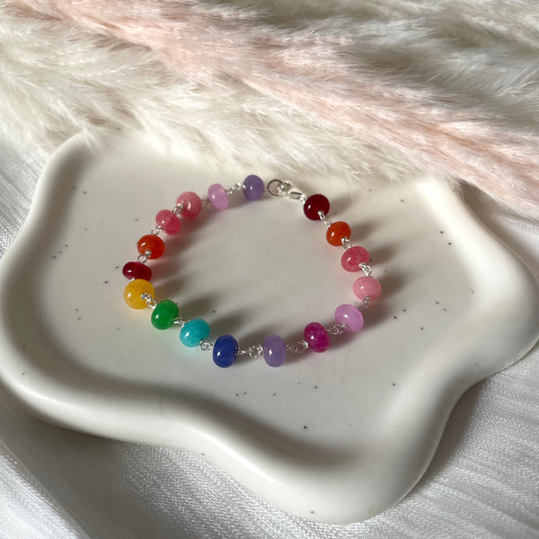 B0256 Bracciale argento con rondelline arcobaleno medie