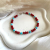 B0291 Bracciale con corallo, cubetto aulite e argento