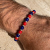 B025 Bracciale con pietre naturali rosso blu (Bologna)e rondelle