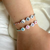 B0260 bracciale baby argento con pepite mini e nodi in filo nautico colorato con iniziali