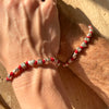 B132 Couple bracelet with medium hammered nuggets, knots, heart and initials if desired