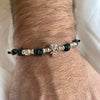 B0249 Bracciale cordino cerato e rondelle con elementi passanti bimbi e volendo iniziali