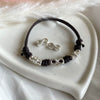 B0247 Bracciale in cordino cerato con simbolo infinto, iniziali e rondelle
