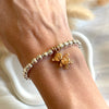 B0233 Bracciale orsetto Bubi piccolo con palline martellate da 5mm