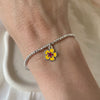 B0255 Bracciale argento con palline sfaccettate e fiore smaltato