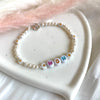 B0273 Bracciale di perle festa della mamma con lettere MOM o MAMMA e margherite