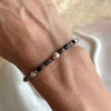 B002 Bracciale con cubetti di tormalina e palline torchon argento