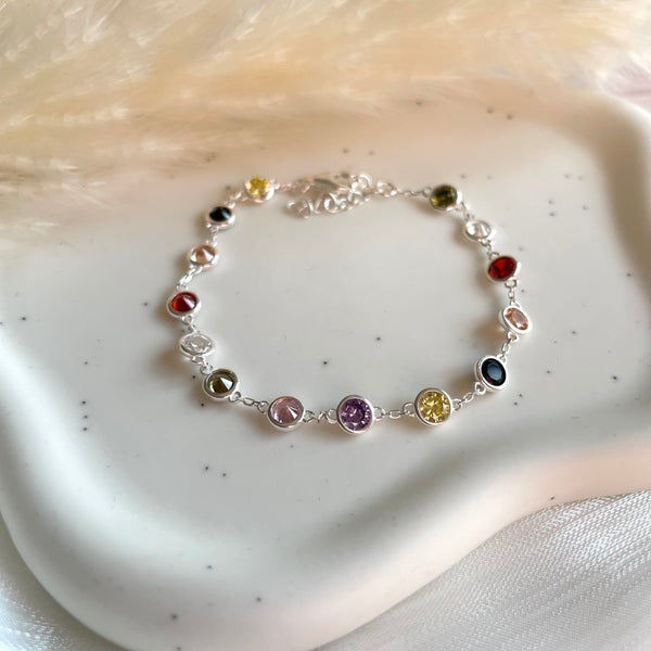 B0291 Bracciale argento con zirconi multicolore
