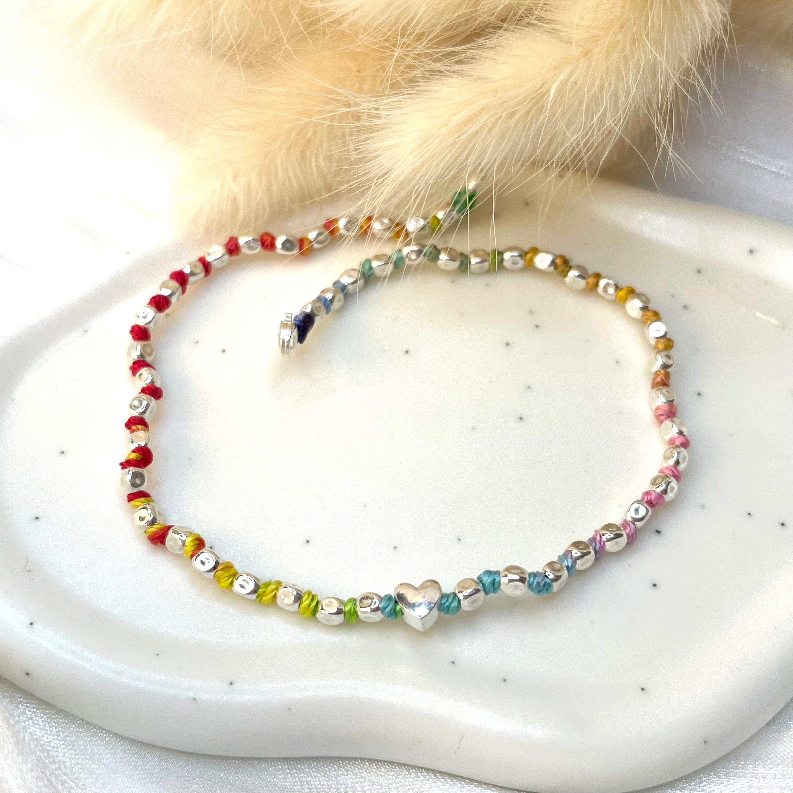 Cavigliera Inca In Argento Sterling 925 Con Turchese E Ciondolo Cuore – Fatta A Mano UK - Foto 6
