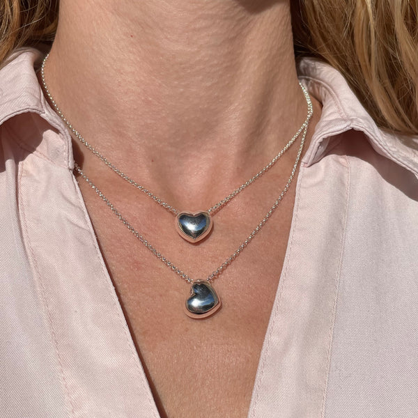 CL027 Collana con cuore argentato bomby dritto o storto