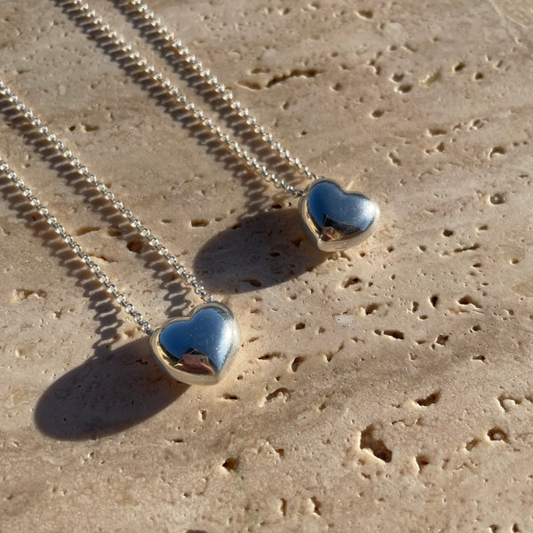 CL027 Collana con cuore argentato bomby dritto o storto
