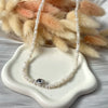 CL106 Collana con perle di fiume taglio conchiglia e pepitone centrale argento