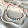 CL0167 Collana baby argento con pepite mini e nodi in filo nautico colorato con iniziali