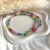 CL0186 Collana con mini rondelle candy arcobaleno e rondelle argento