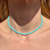 CL0168 Collana in argento con palline pasta turchese