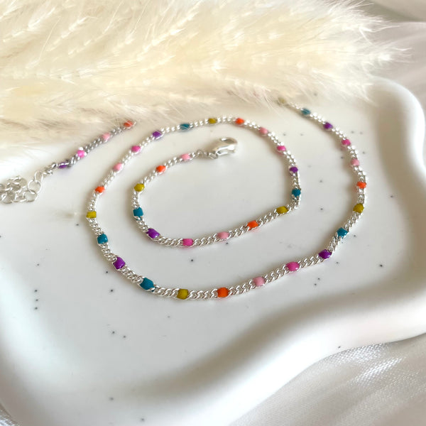 CL0164 Collana smaltina con maglia spessa