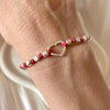 B0250 Bracciale con nodi pepite martellate piccole e cuore centrale piccolo