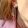 O0014 Orecchini pendenti con cuori vetro murano