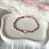 B0250 Bracciale con nodi pepite martellate piccole e cuore centrale piccolo