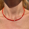 CL108 Collana con cubetti corallo e cubetti argento