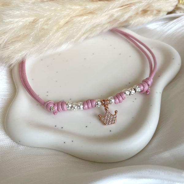 CL0190 Baby collana con cordino cerato o paracord granelli nuovi ed elemento centrale a scelta a parte