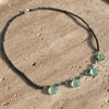 CL037 Collana argento in ematite e gocce di giada verde chiaro