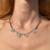 CL037 Collana argento in ematite e gocce di giada verde chiaro