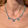 CL016 Collana argento con pietra angelite e gocce di giada azzurre.