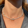 CL012 Collana in argento con perle di fiume e sasso al centro