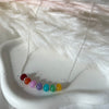CL0164 Collana candy con maglia roló e rondelle arcobaleno e argento centrali