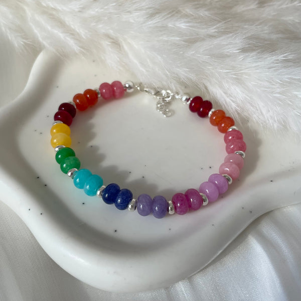 B0251 Bracciale candy con rondelle arcobaleno e argento