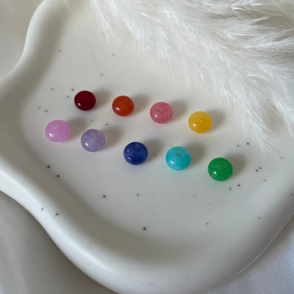 A023 Anello elasticizzato pepite mini e rondella di giada colore a scelta