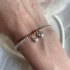 B0267 Bracciale con rondelline e ciondoli cuore mamma e figlio/i