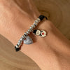 N008 Bracciale cordino cerato con cuore pendente e pupazzo di neve