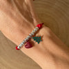 N009 Bracciale cordino cerato con cuore pendente e albero di natale