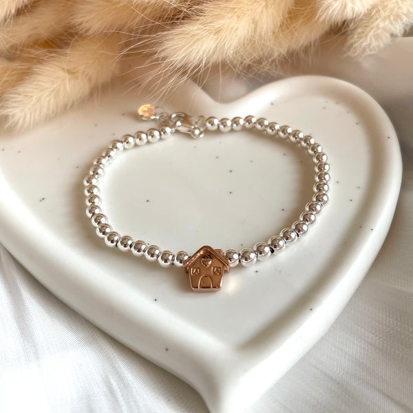 B0199 Bracciale con palline da 4mm e casina Family