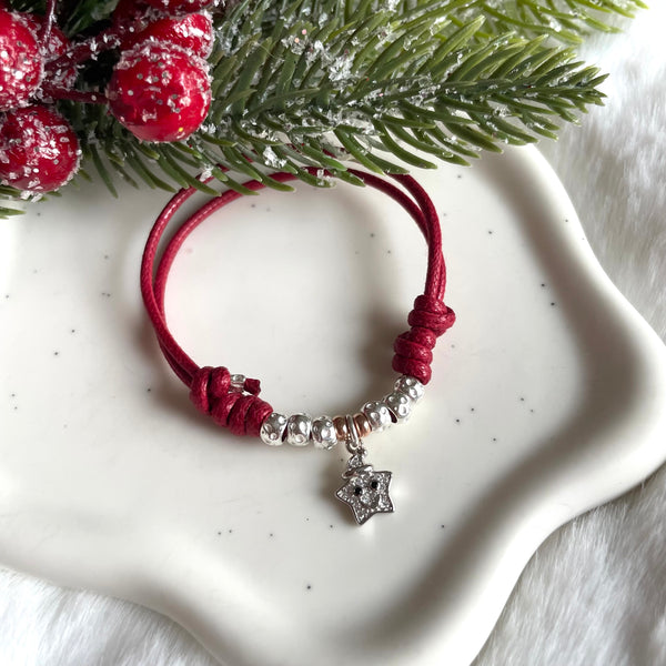 B0217 Bracciale cordino cerato e stellina zirconata