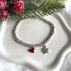 B0212 Bracciale nodini argento con stellina zirconata e cuore rosso
