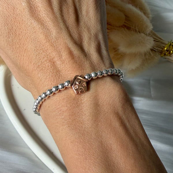 B0199 Bracciale con palline da 4mm e casina Family