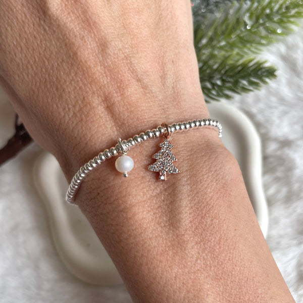 B0222 Bracciale rondelle con albero zirconato e perla