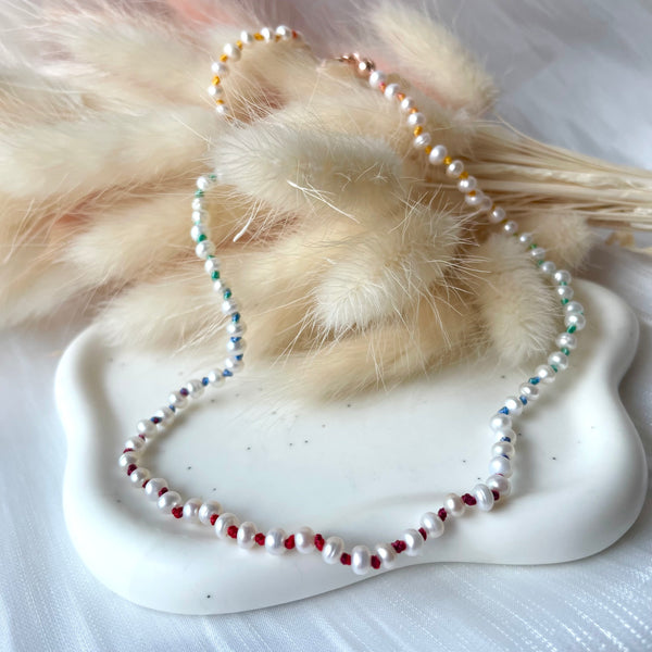 CL094 Collana perle di fiume e argento rosato