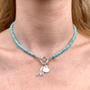 CL084 Collana con rondelle di turchese e argento con a scelta moschettone salvagente per inserire i ciondoli